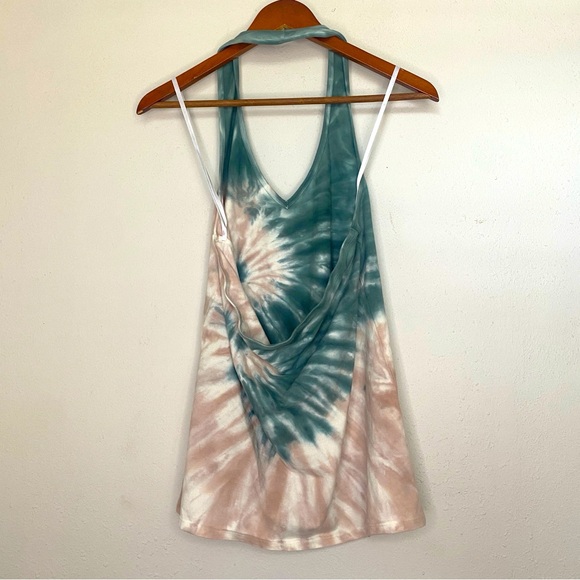 Torrid Green Tye Dye Foxy V Neck Halter Top 0 XL 12 - Picture 4 of 5
